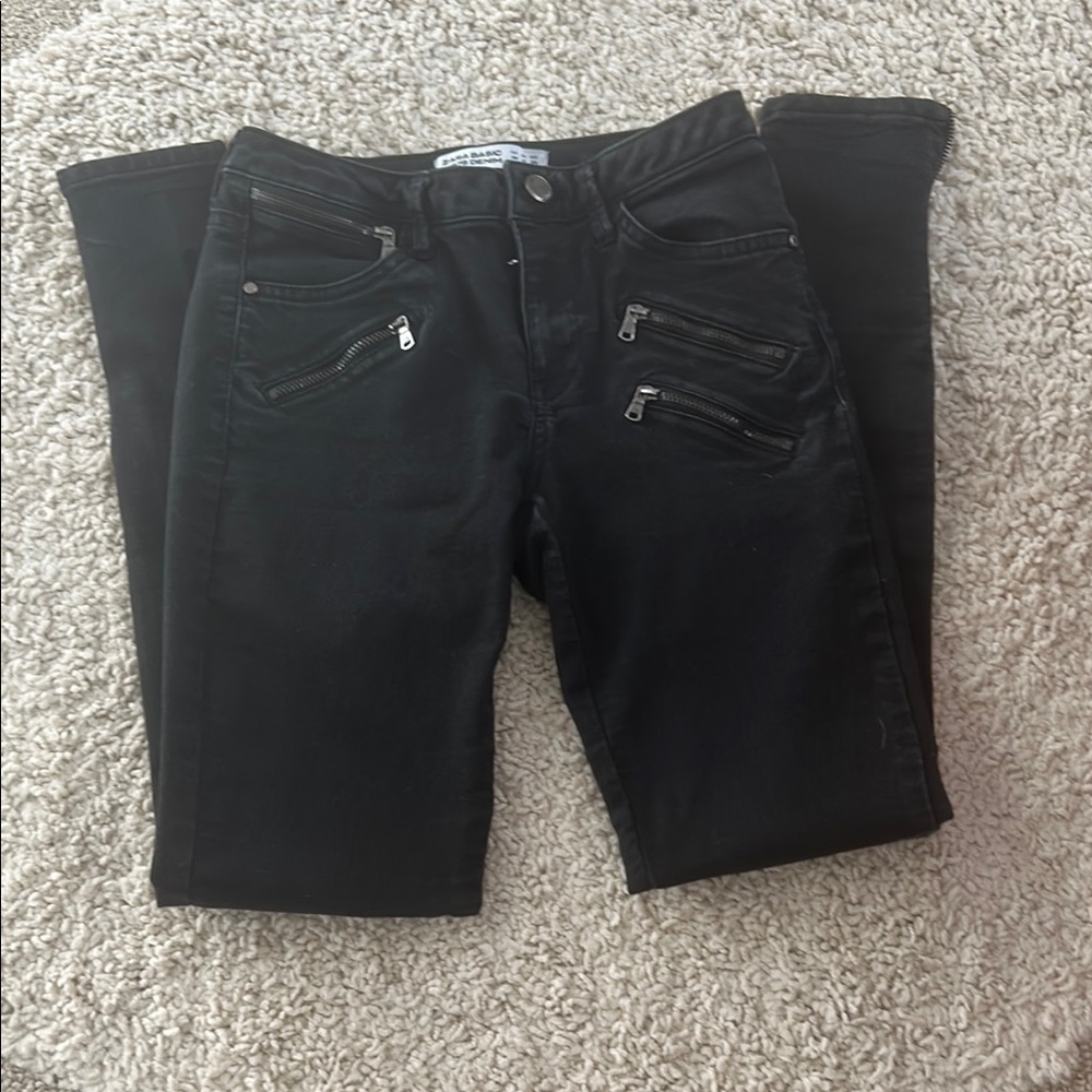 Zara Basic Z1975 Black Zipper Detail Women Jeans